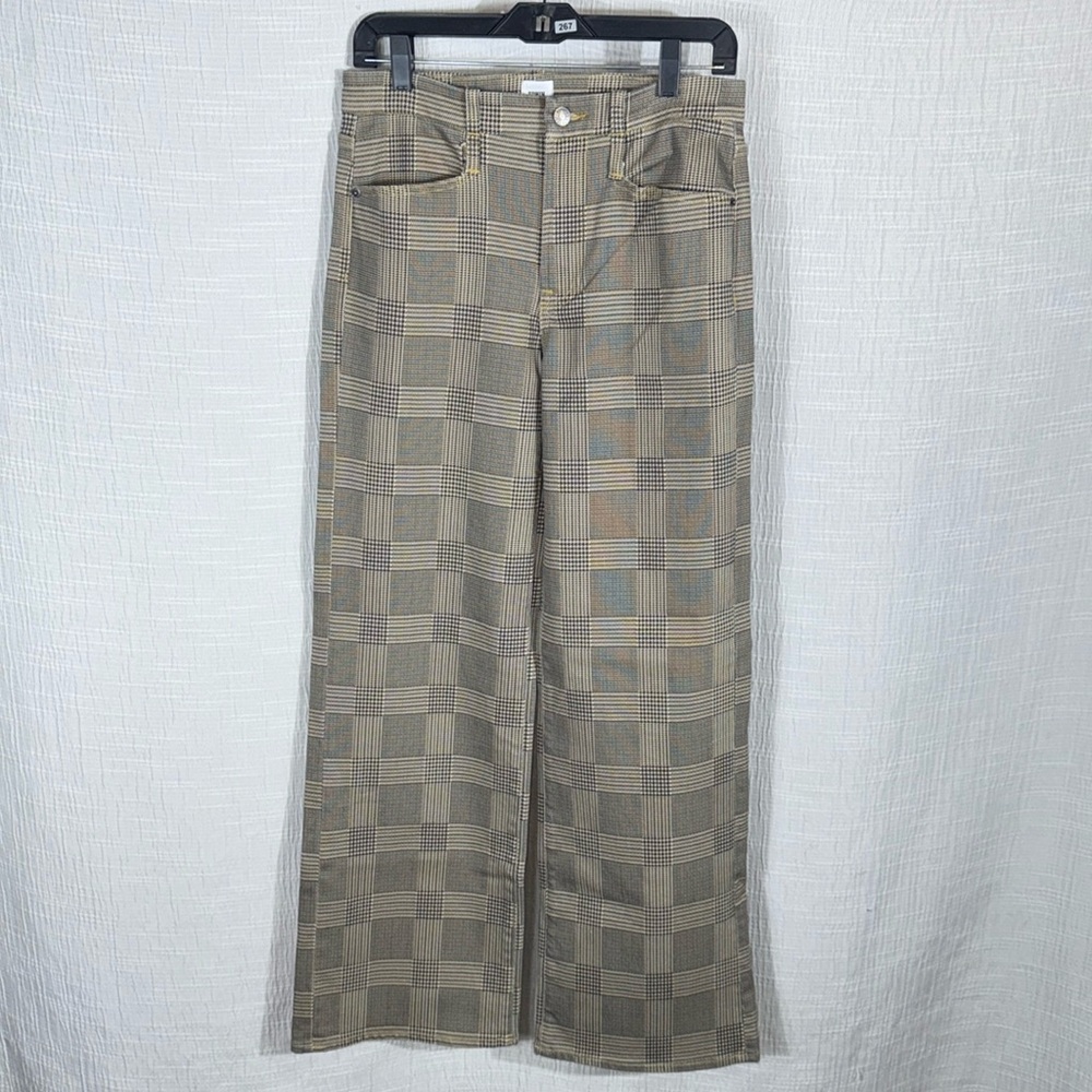 Anthropologie EDWIN Marli High-Rise slate‎ wide leg houndstooth jeans sz 26 NWT